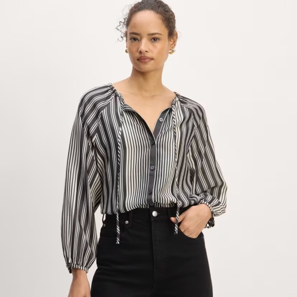 Everlane Tops - NWT! Everlane Gathered Shirt Butterlite Striped Button Front Women Size XXS